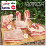 Beef belly samcan SHORTPLATE USDA US CHOICE SWIFT (black label) frozen +/- 30% FAT PORTIONED CUT for CUSTOM SLICE +/- 1 kg/pc (price/kg)